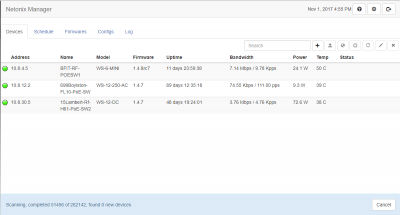Netonix Manager Starting second scan has zeroed scan counter for scan in progress.PNG (33.92 KiB) Viewed 60419 times Netonix Manager Starting second scan has zeroed scan counter for scan in progress.PNG