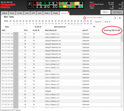 WS-26-400-AC - Device-MACTable VLAN 18 screenshot - After (after all devices moved off switch except devices on vlan18).png